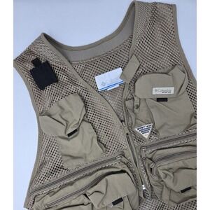 Columbia PFG Vest Men's L‎ Cool Creek Multi-Pocket Mesh Fishing Safari Hunting